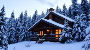 Cabana de munte acoperită de zăpadă