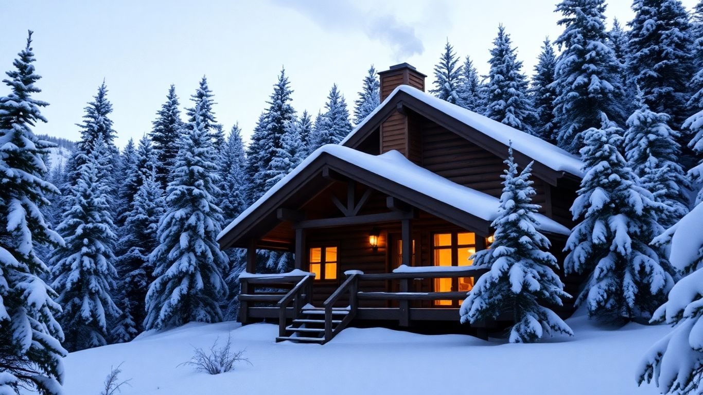 Cabana de munte acoperită de zăpadă